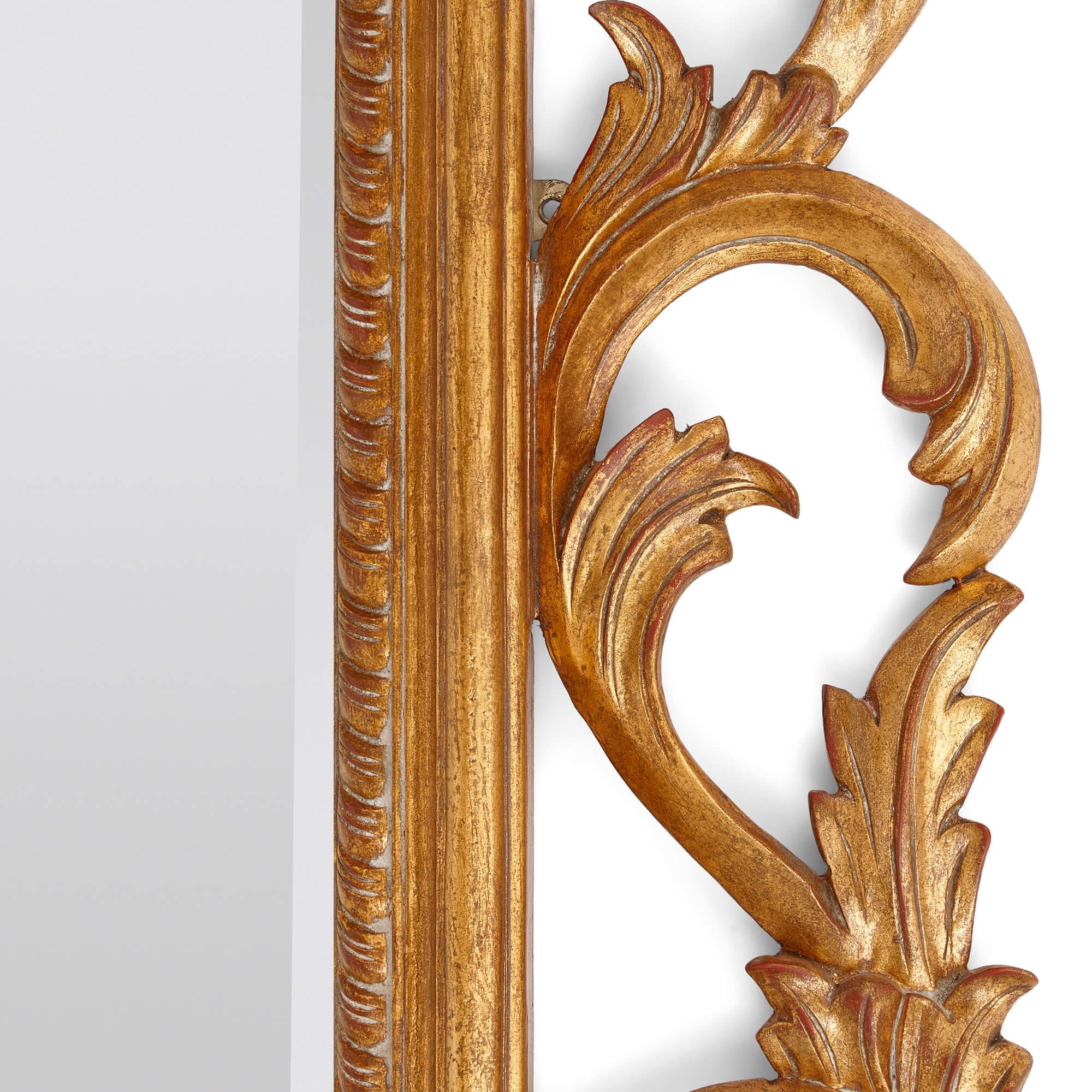 Pair of Very Large French Giltwood Mirrors with Scrolled Acanthus Borders In Good Condition For Sale In London, GB