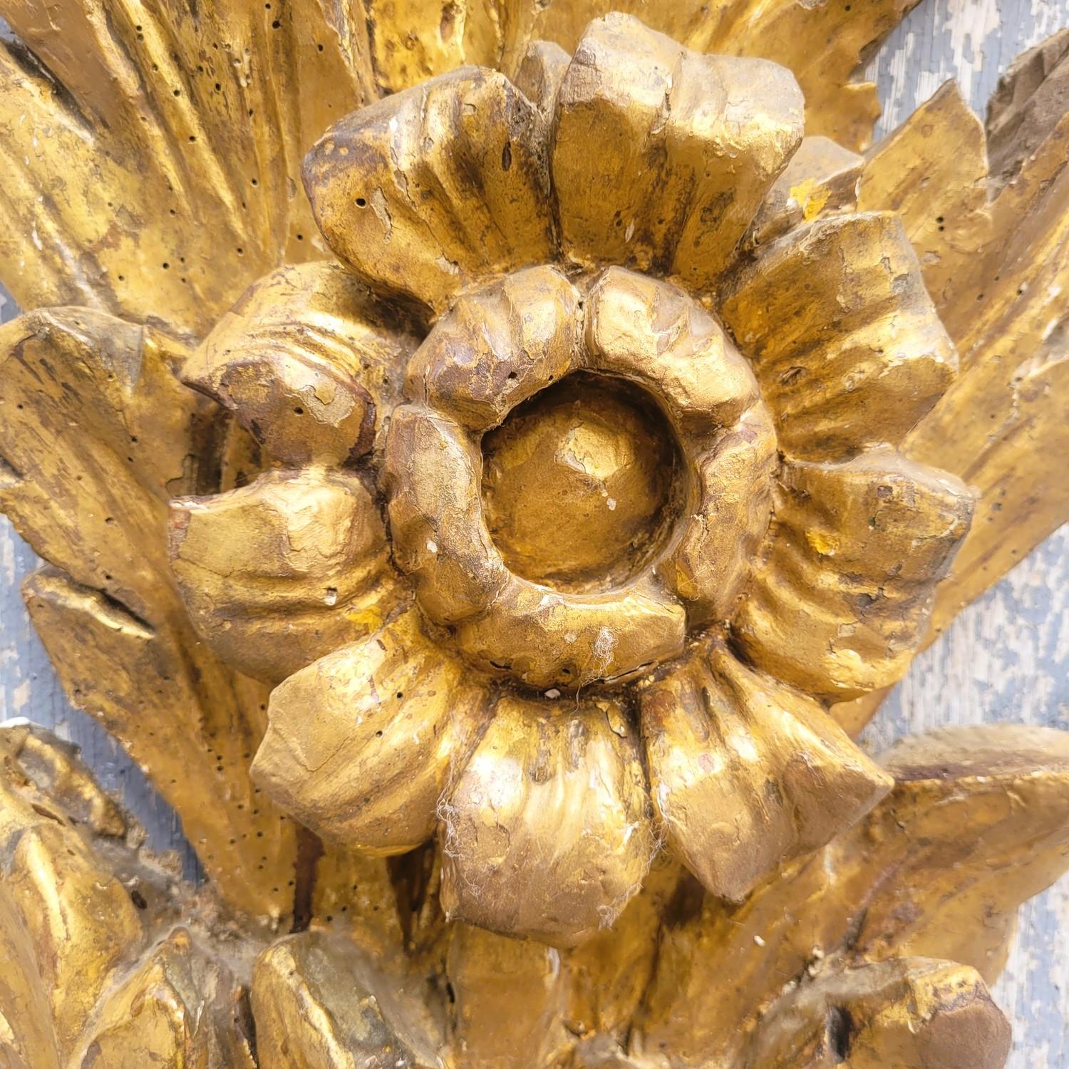 Pair Of Very Large Gilded Wood Sconces, 130cm, Early 20th Century For Sale 5