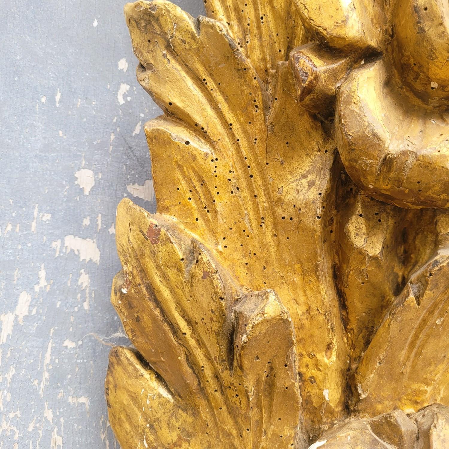 Pair Of Very Large Gilded Wood Sconces, 130cm, Early 20th Century For Sale 6