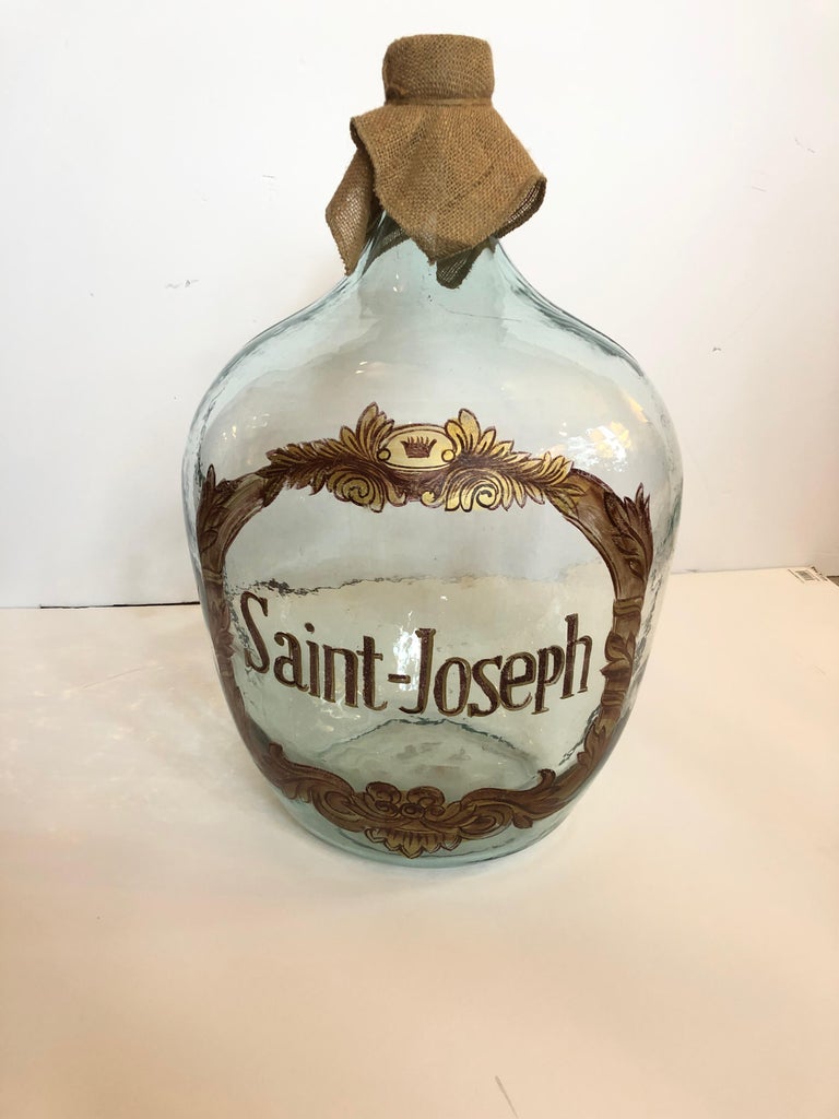 Pair of Very Large Hand Painted Wine Jars at 1stDibs