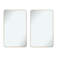 Pair of Very Large Italian Brass Framed Midcentury Mirrors, Italy, 1950's