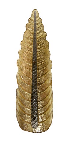 Pair of Very Large Italian Leaf Form Murano Glass and Brass Wall Light Sconces