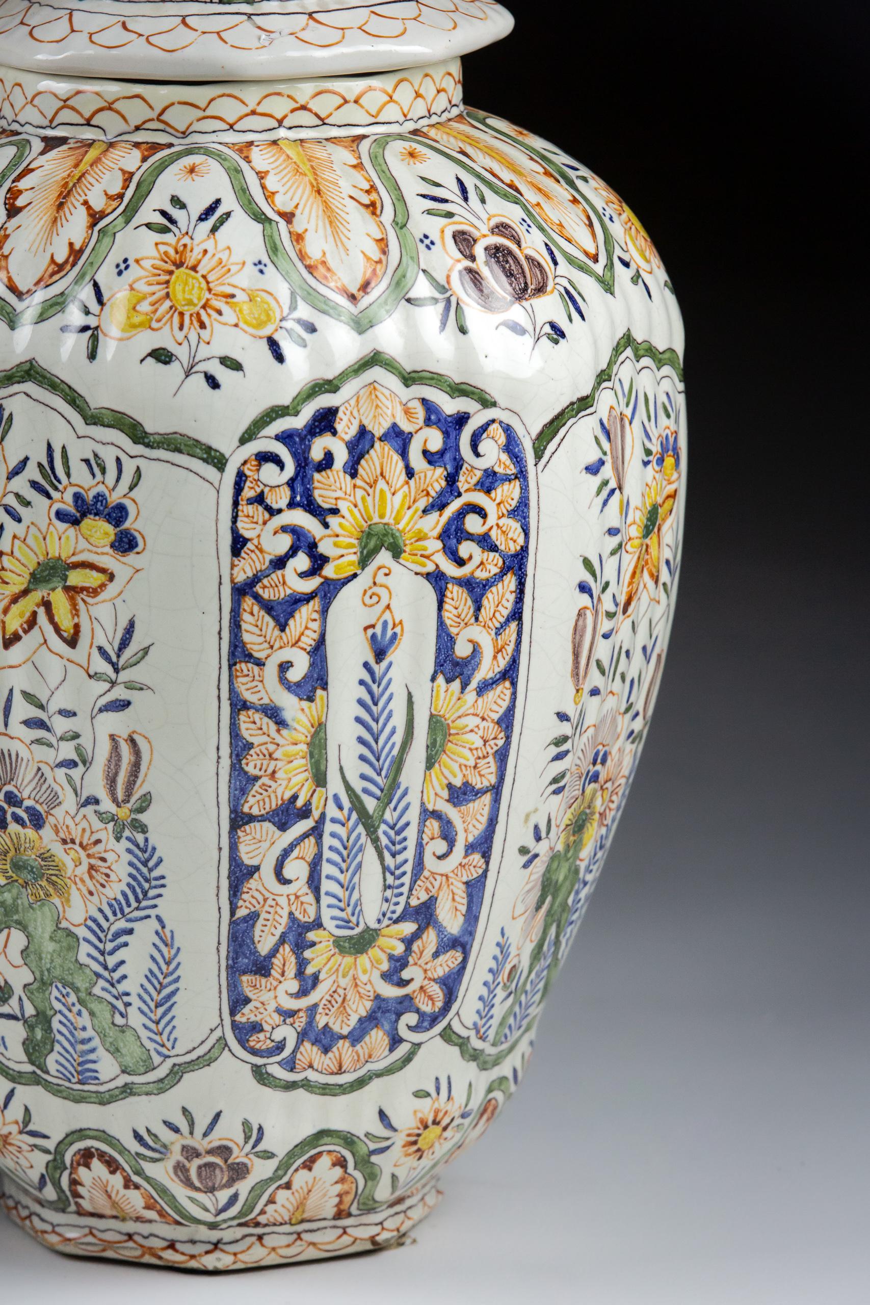 Pair of Very Large Late 19th Century Delft Covered Vase 6