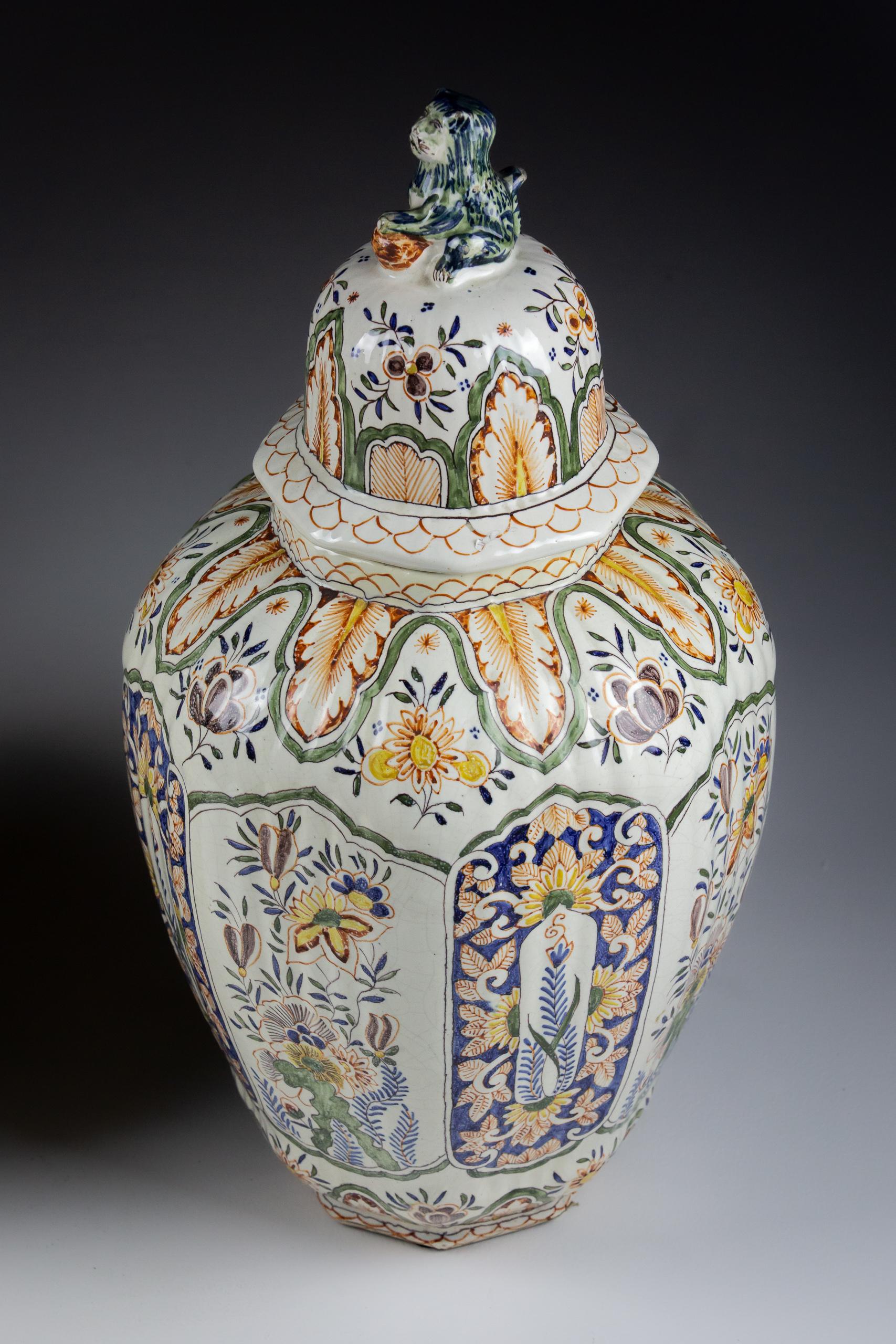 Pair of Very Large Late 19th Century Delft Covered Vase 7