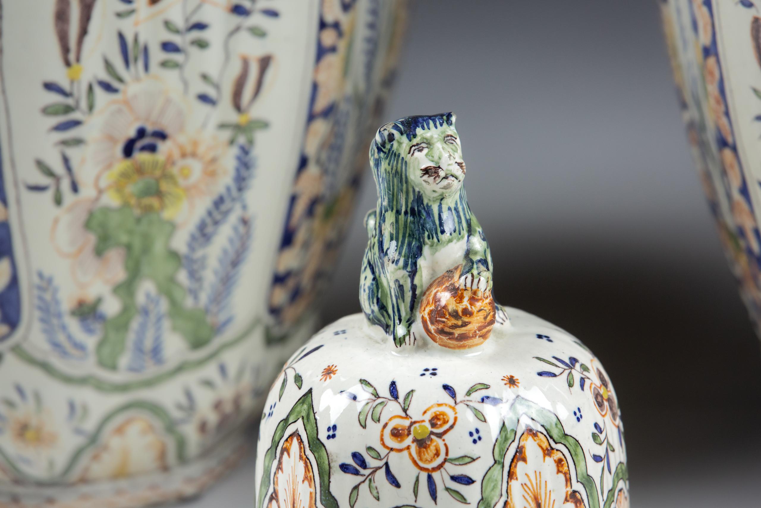 Pair of Very Large Late 19th Century Delft Covered Vase 12