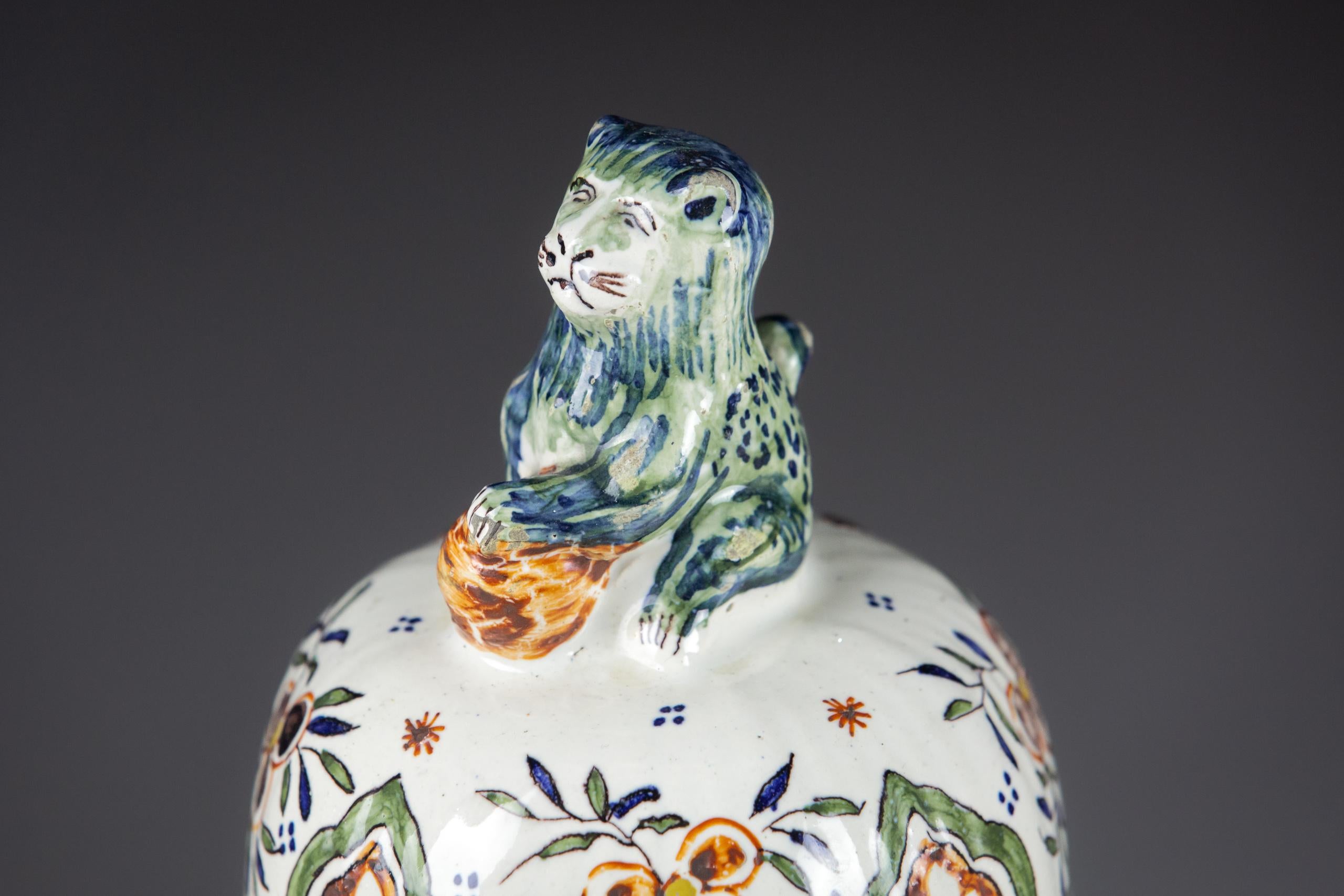 Pair of Very Large Late 19th Century Delft Covered Vase 1