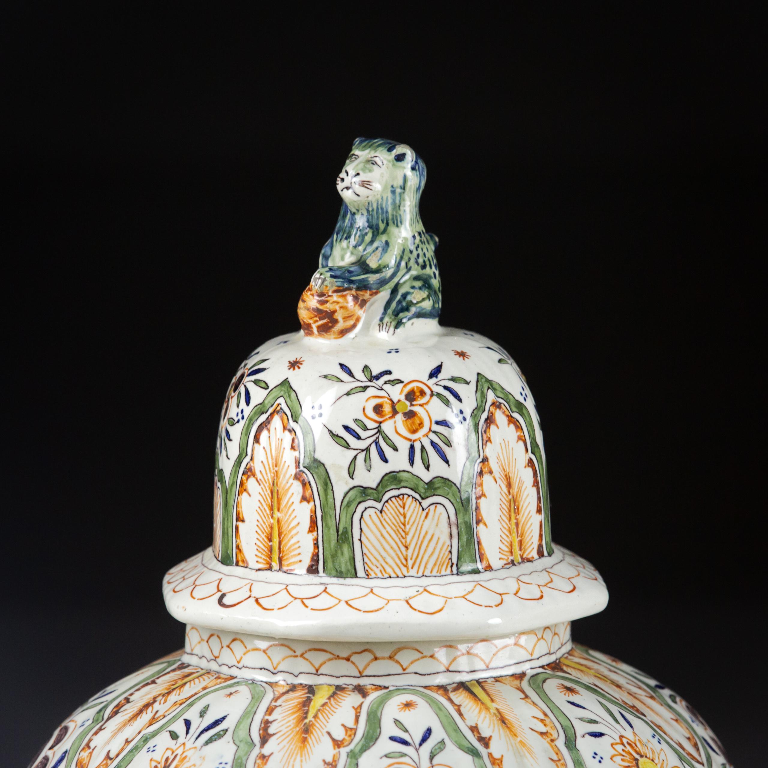 Pair of Very Large Late 19th Century Delft Covered Vase 3