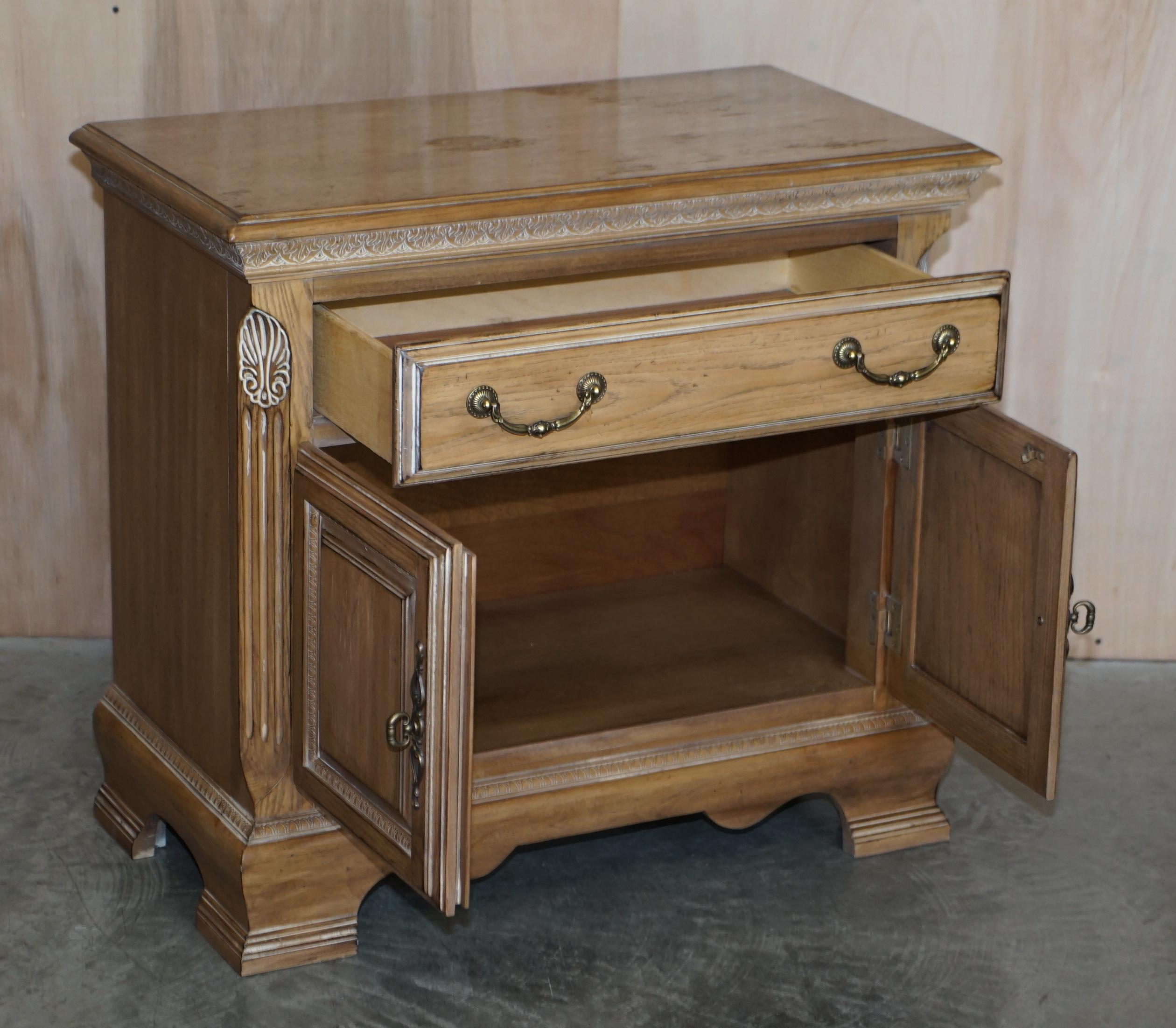 Pair of Very Large Limed Oak Bedside Nightstands or Sideboards Lovely Timber 4
