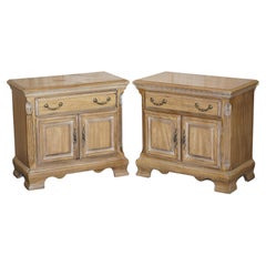 Pair of Very Large Limed Oak Bedside Nightstands or Sideboards Lovely Timber