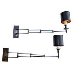 Pair of Very Large Maison Jansen Retractable Sconces Mid-Century Modern, 1960