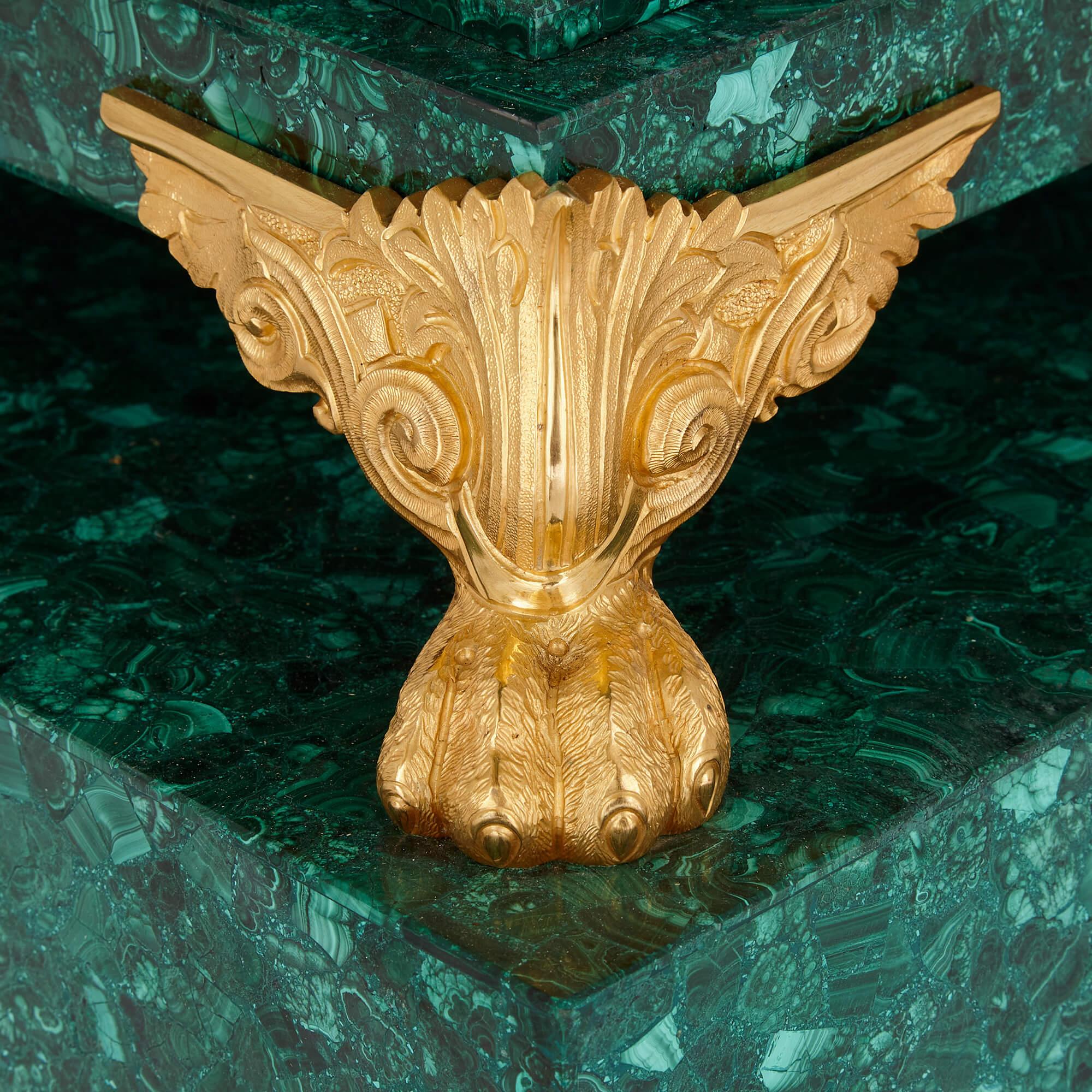 20th Century Pair of Very Large Malachite and Ormolu Vases For Sale