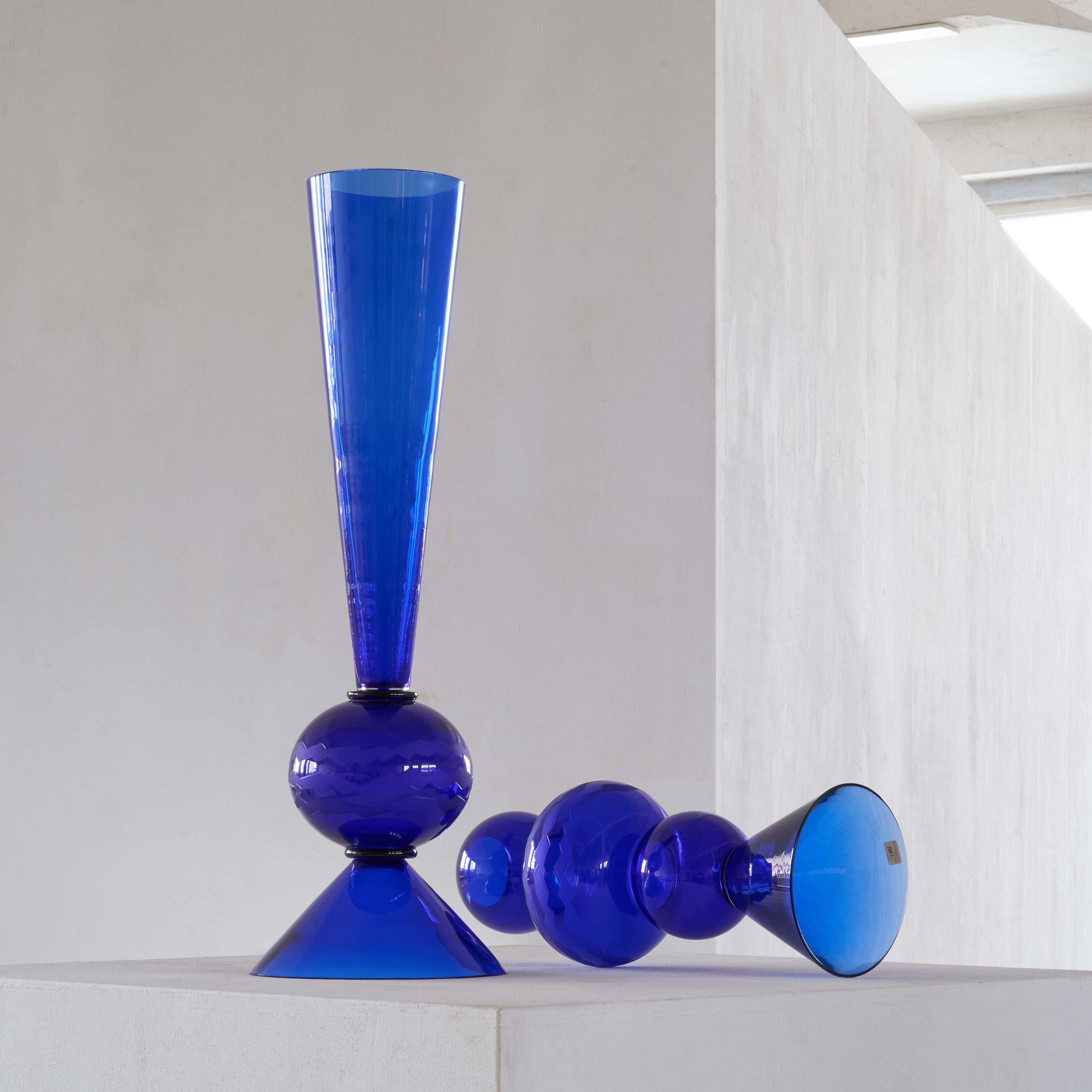 Post-Modern Pair of Very Large Memphis Glass Objects by Matteo Thun for Tiffany & Co. 1987 For Sale