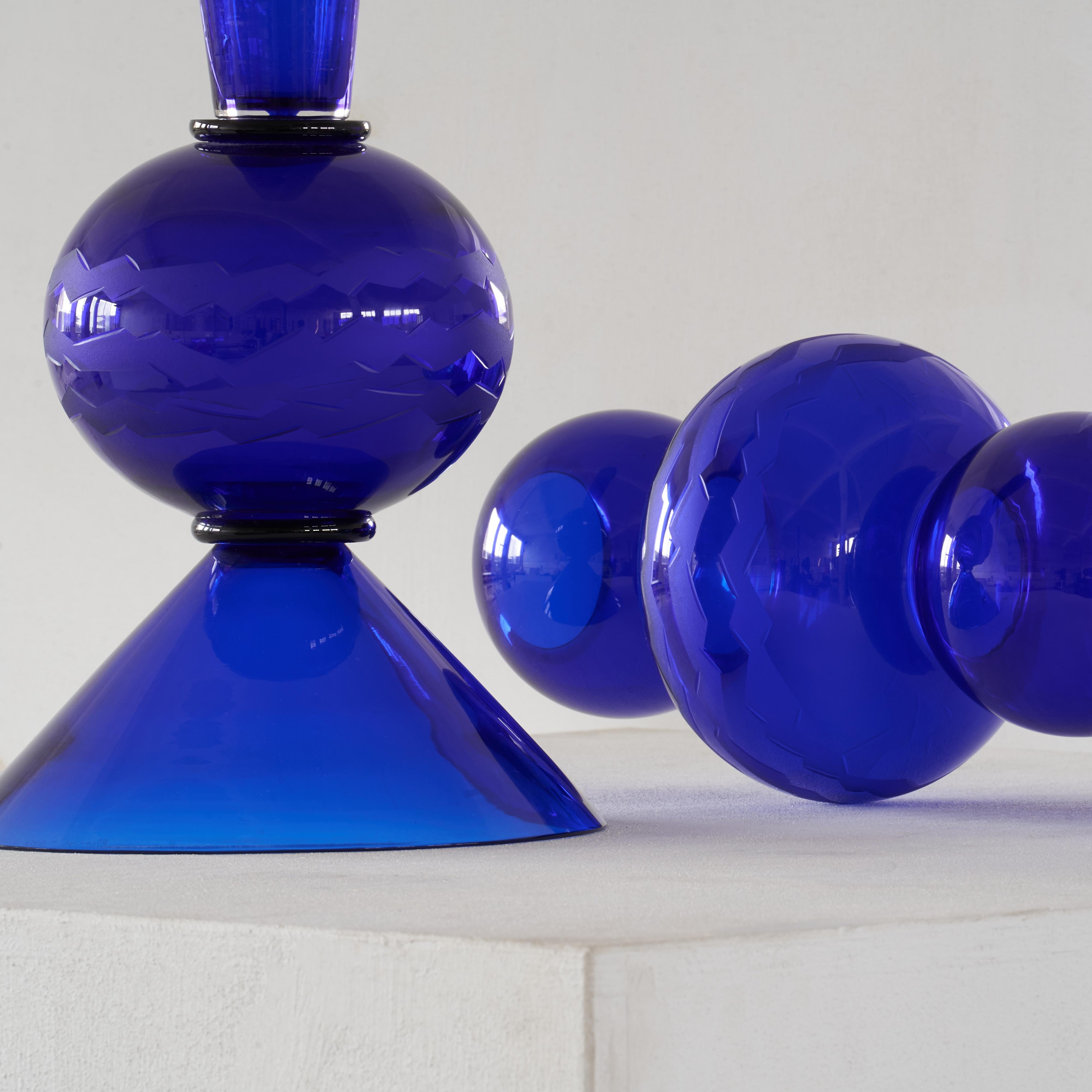 Italian Pair of Very Large Memphis Glass Objects by Matteo Thun for Tiffany & Co. 1987 For Sale
