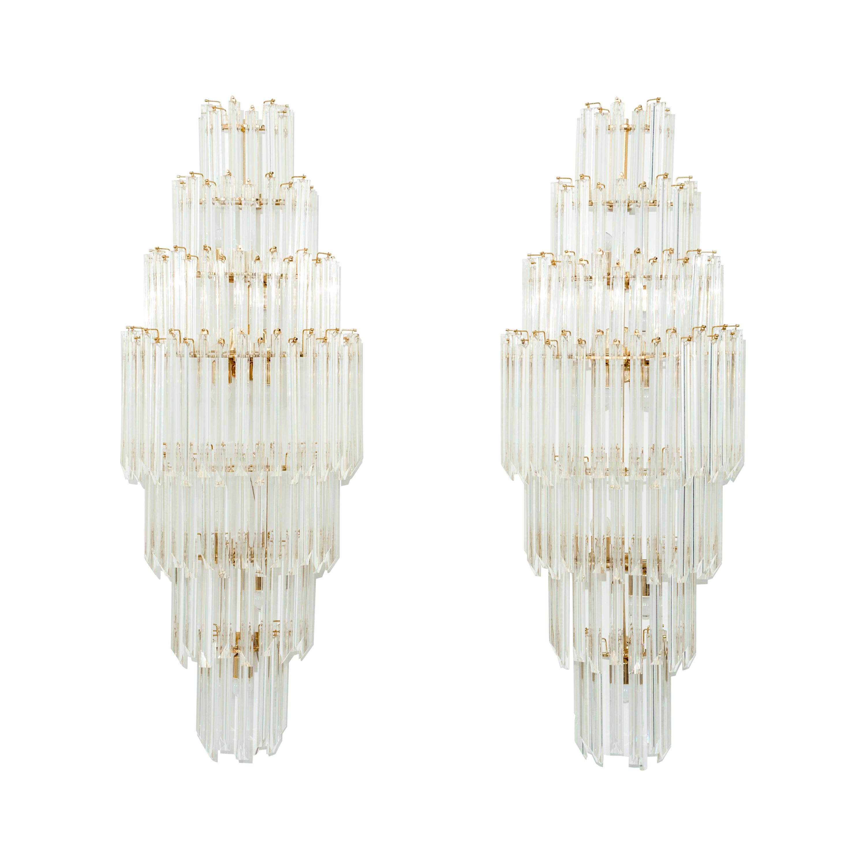 Pair of Very Large Murano Glass Sconces, Italy, circa 1980 For Sale