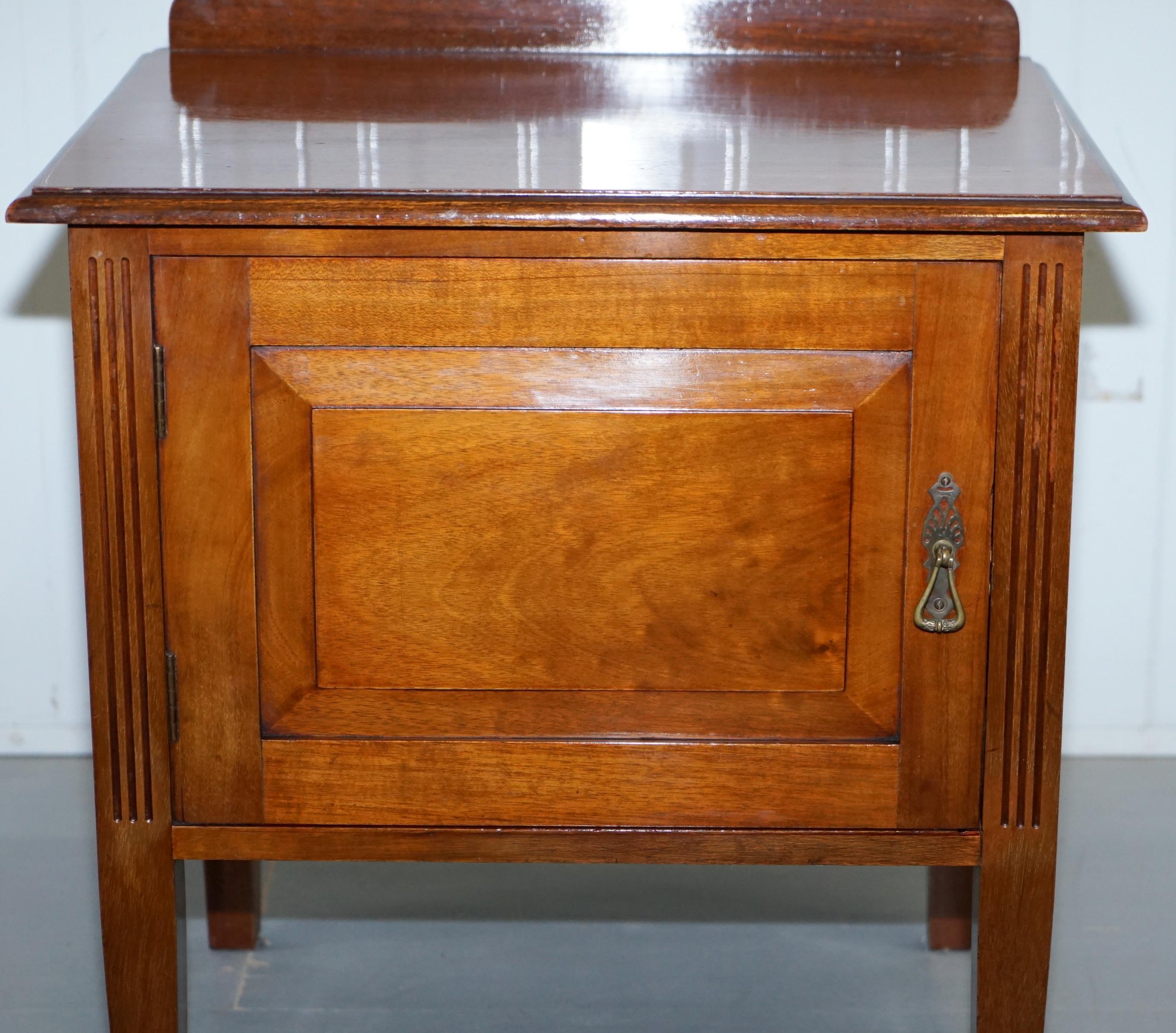 English Pair of Very Large Oversized Solid Mahogany Bedside or Side Lamp Table Cupboards