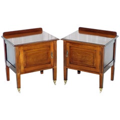 Pair of Very Large Oversized Solid Mahogany Bedside or Side Lamp Table Cupboards