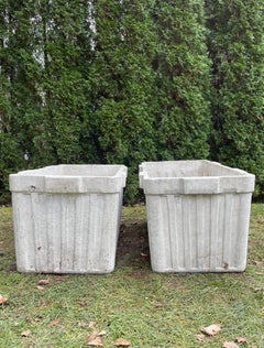 Pair of Very Large Ribbed Rectangular Willy Guhl Planters by Eternit