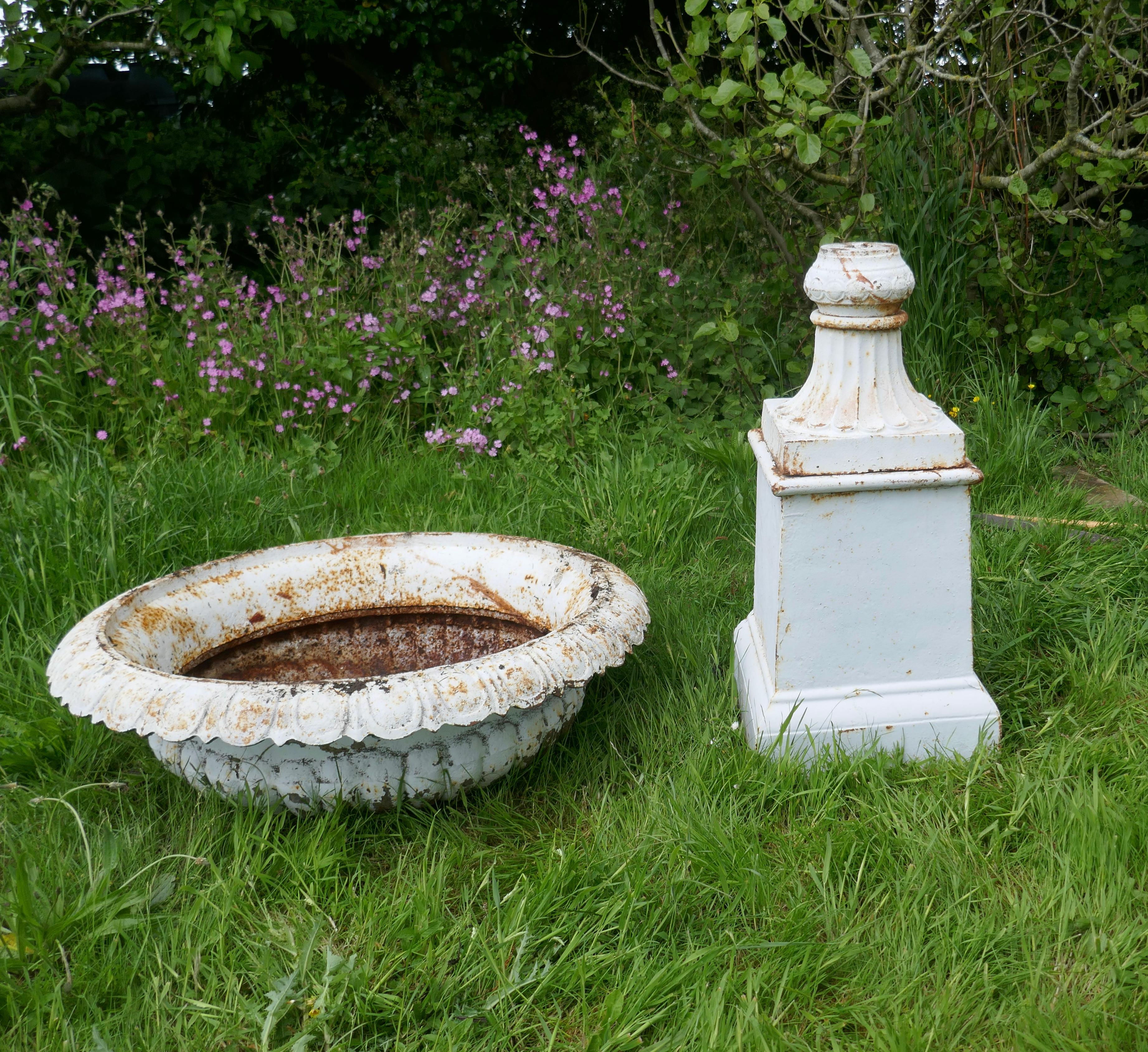 Pair of Very Large Victorian Cast Iron Garden Urns, Garden Planters For Sale 3