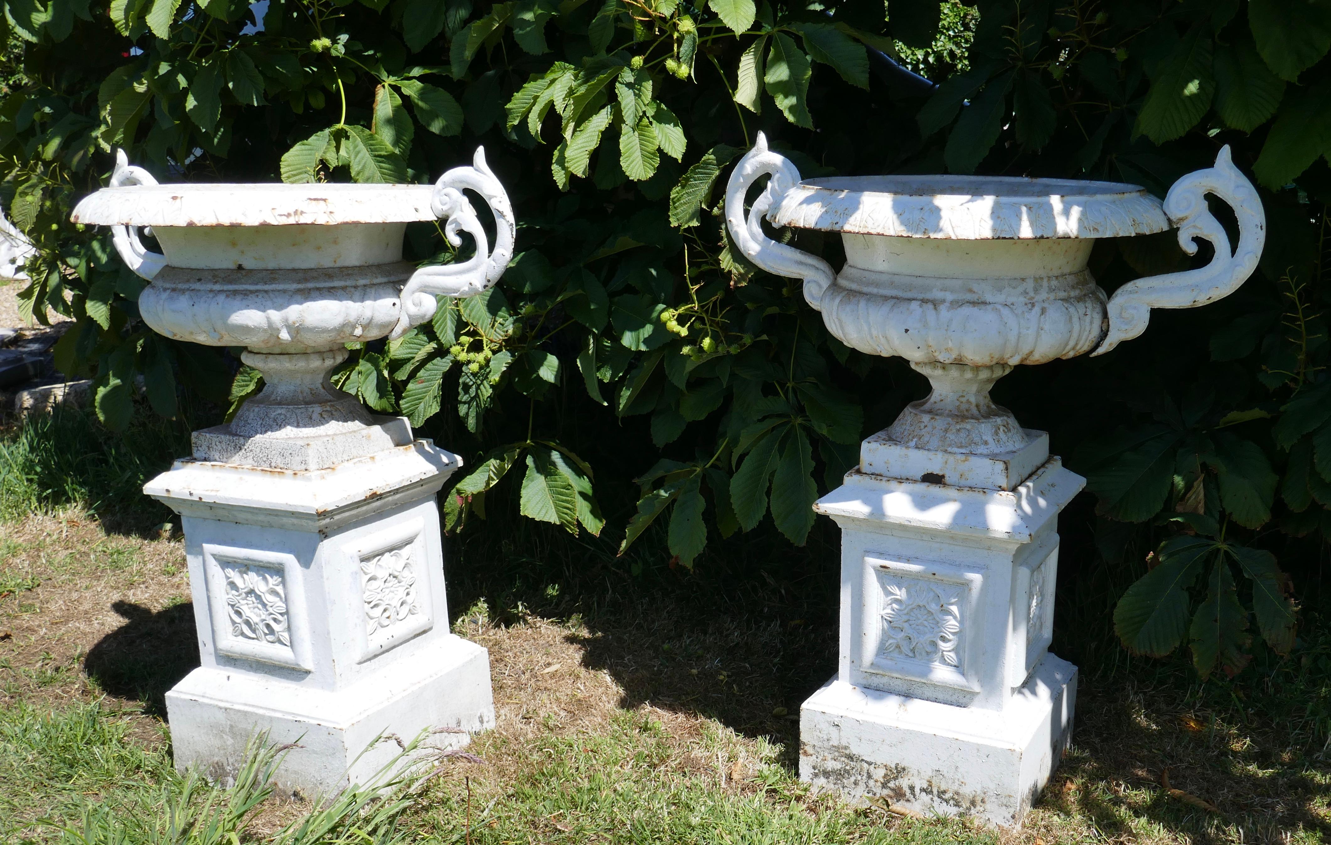 reproduction cast iron garden urns