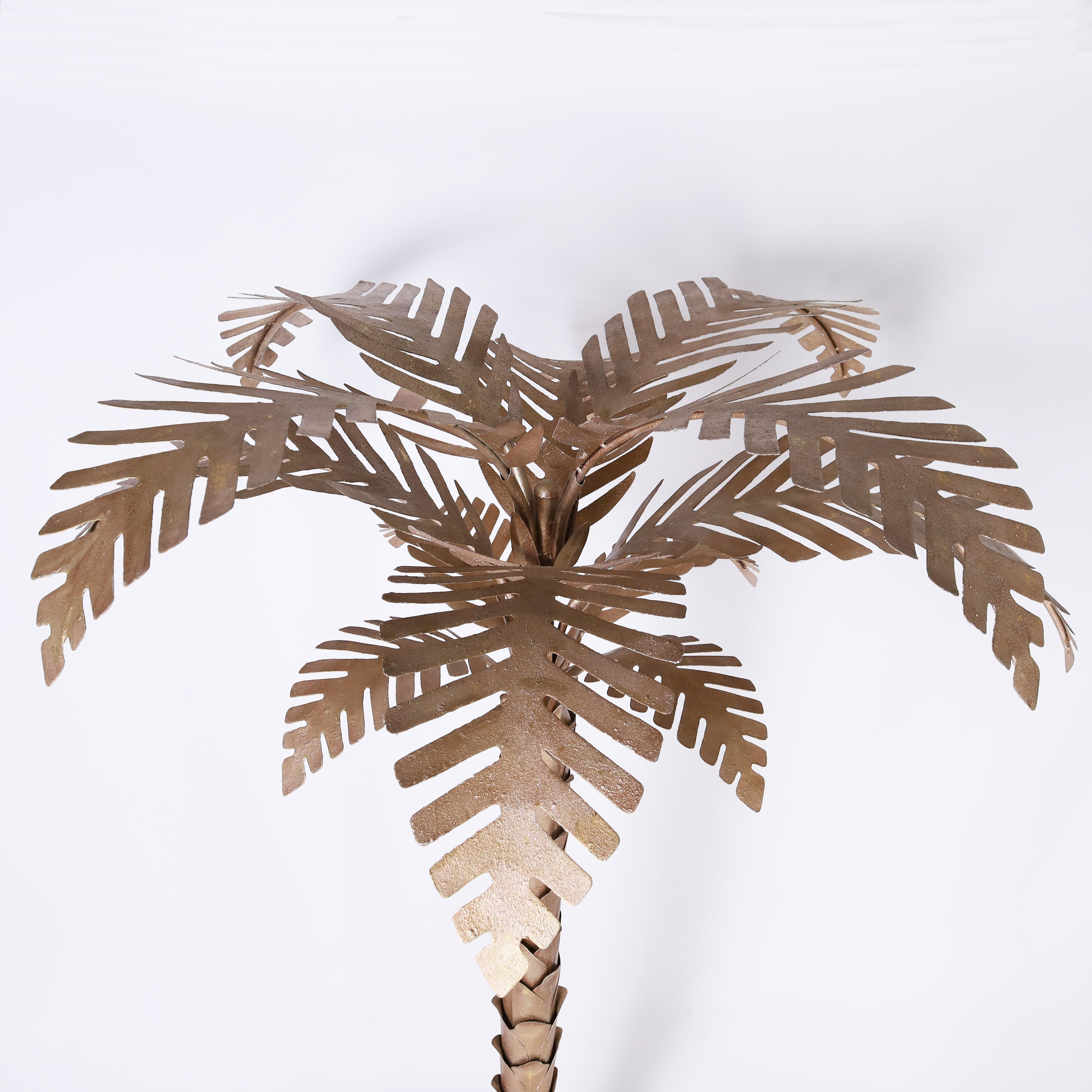 Mid-Century Modern Pair of Very Large  Vintage Metal Palm Tree Sculptures For Sale