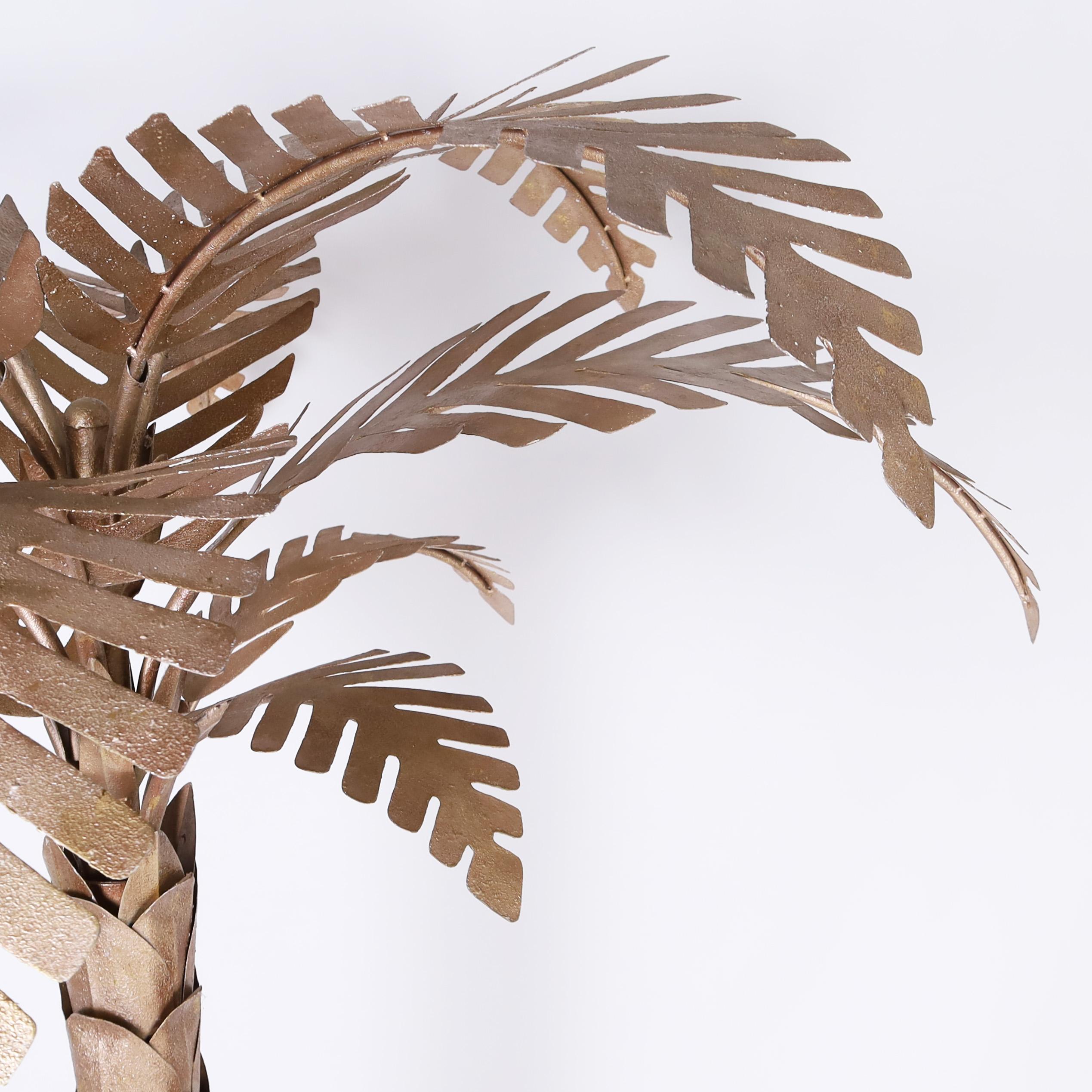 American Pair of Very Large  Vintage Metal Palm Tree Sculptures For Sale
