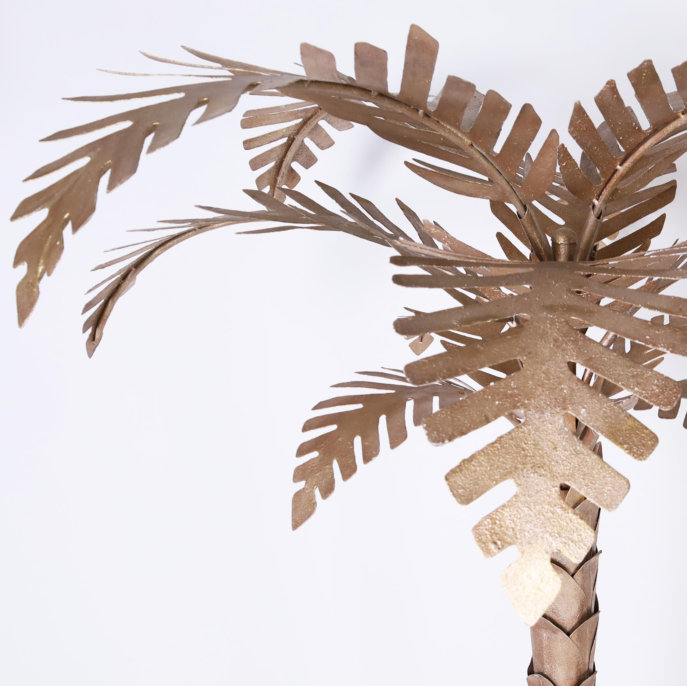Hand-Crafted Pair of Very Large  Vintage Metal Palm Tree Sculptures For Sale