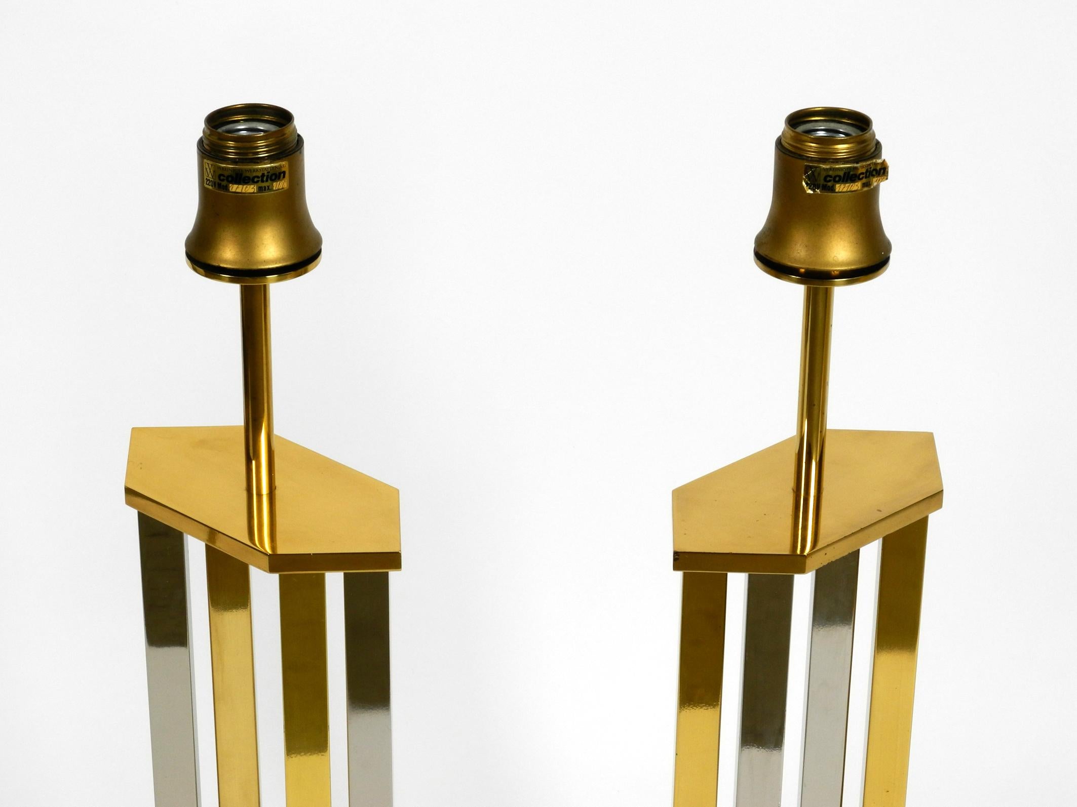 Hollywood Regency Pair of Very Rare Extra Large Brass Table Lamps from Vereinigte Werkstätten For Sale