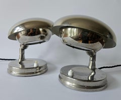 Pareja de Rarísimas Lámparas de Mesa Cromadas Bauhaus, Art Decó, Franta Anyz, Años 30