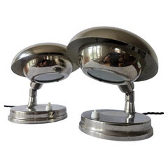Pareja de Rarísimas Lámparas de Mesa Cromadas Bauhaus, Art Decó, Franta Anyz, Años 30