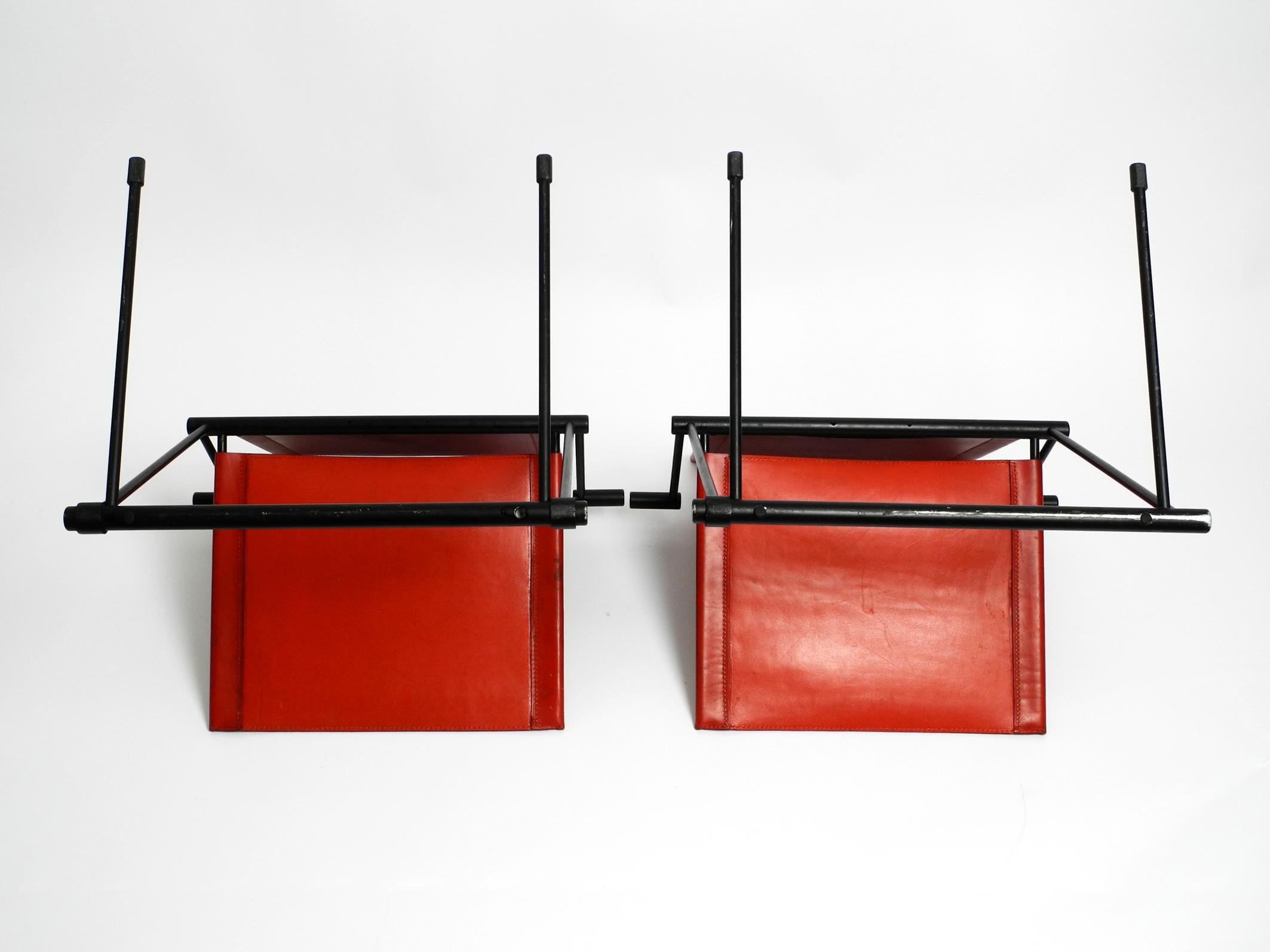 Pair of Very Rare Cantilever Leather Chairs by Herbert Ohl for Matteo Grassi For Sale 5