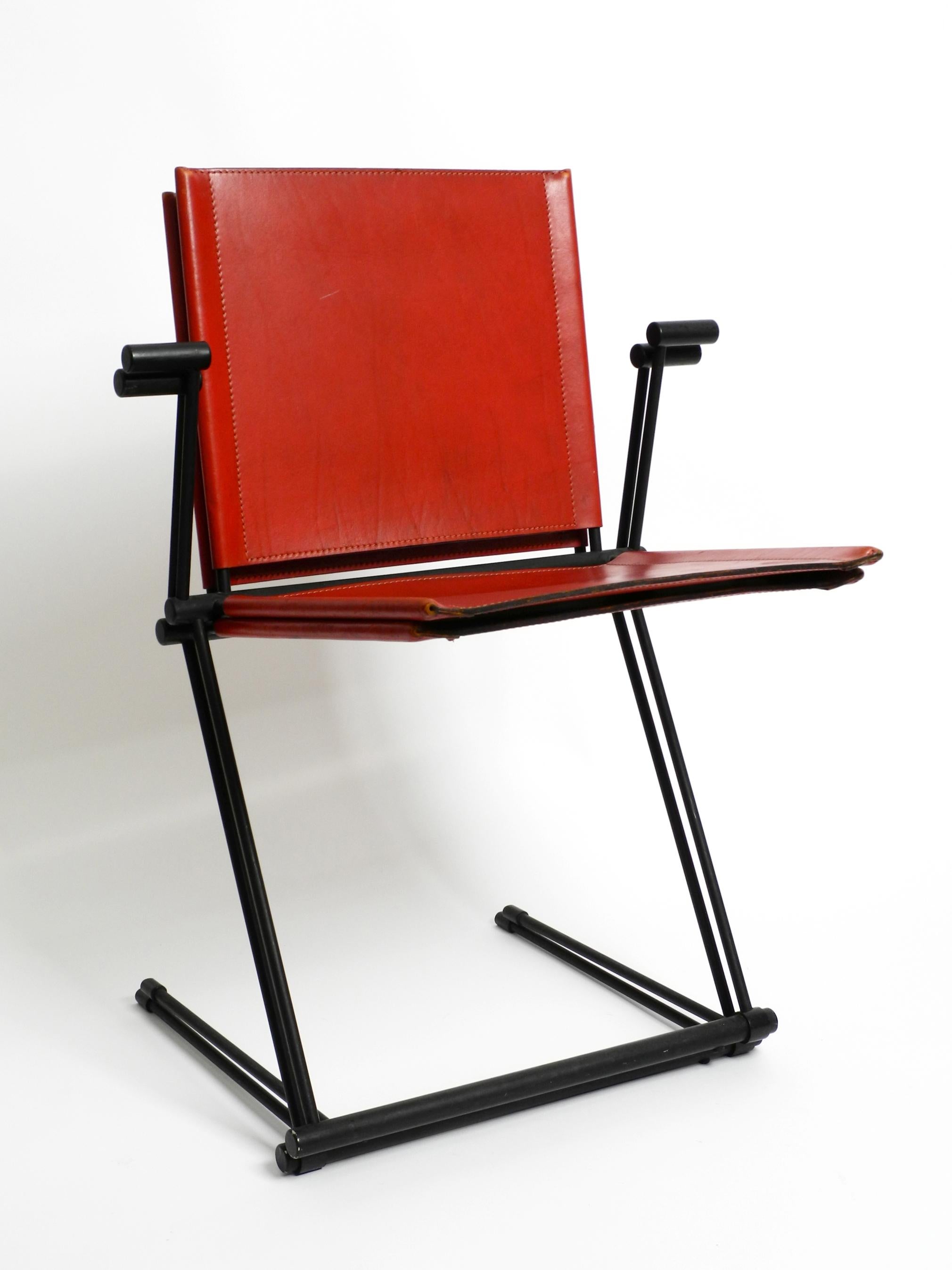 Late 20th Century Pair of Very Rare Cantilever Leather Chairs by Herbert Ohl for Matteo Grassi For Sale