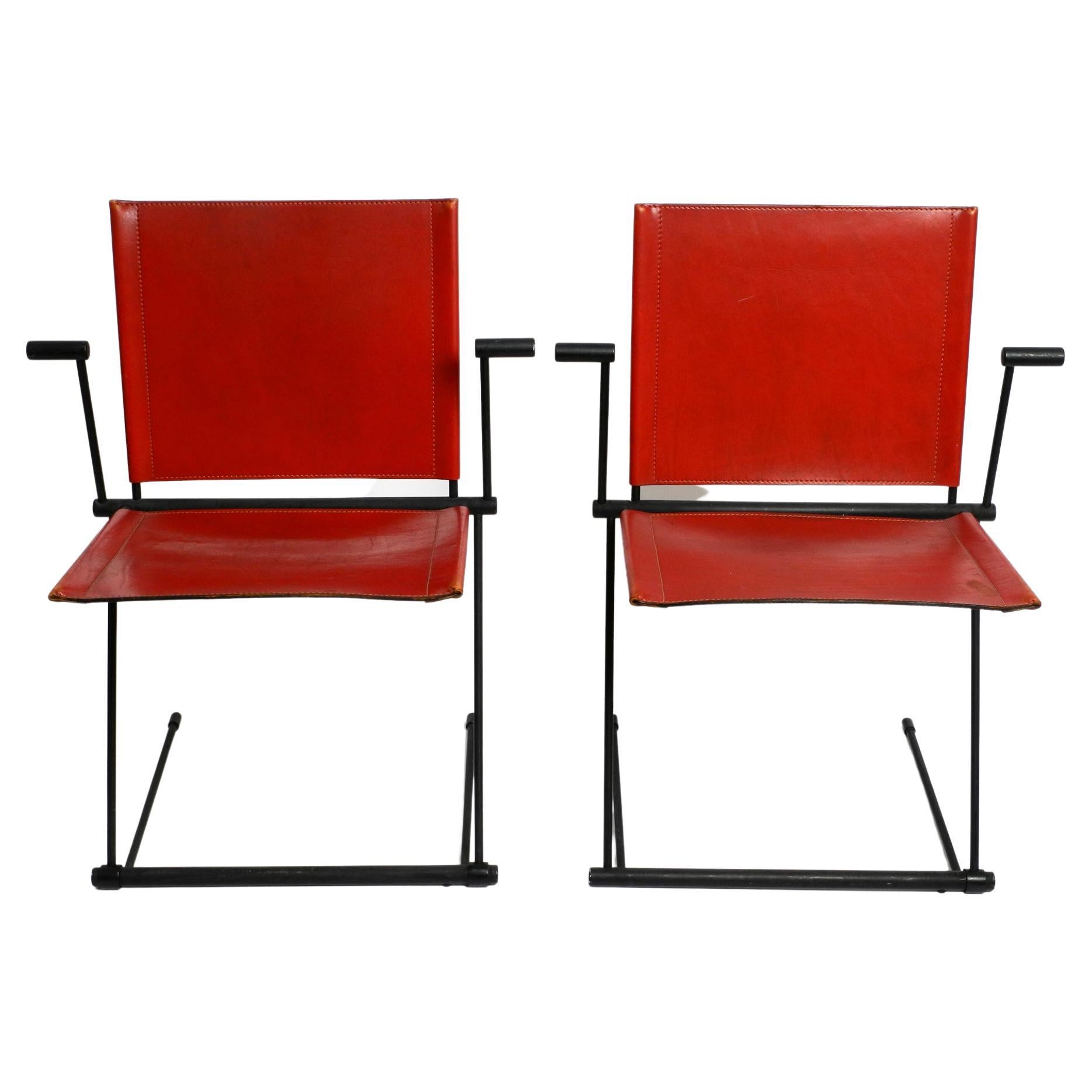 Pair of Very Rare Cantilever Leather Chairs by Herbert Ohl for Matteo Grassi