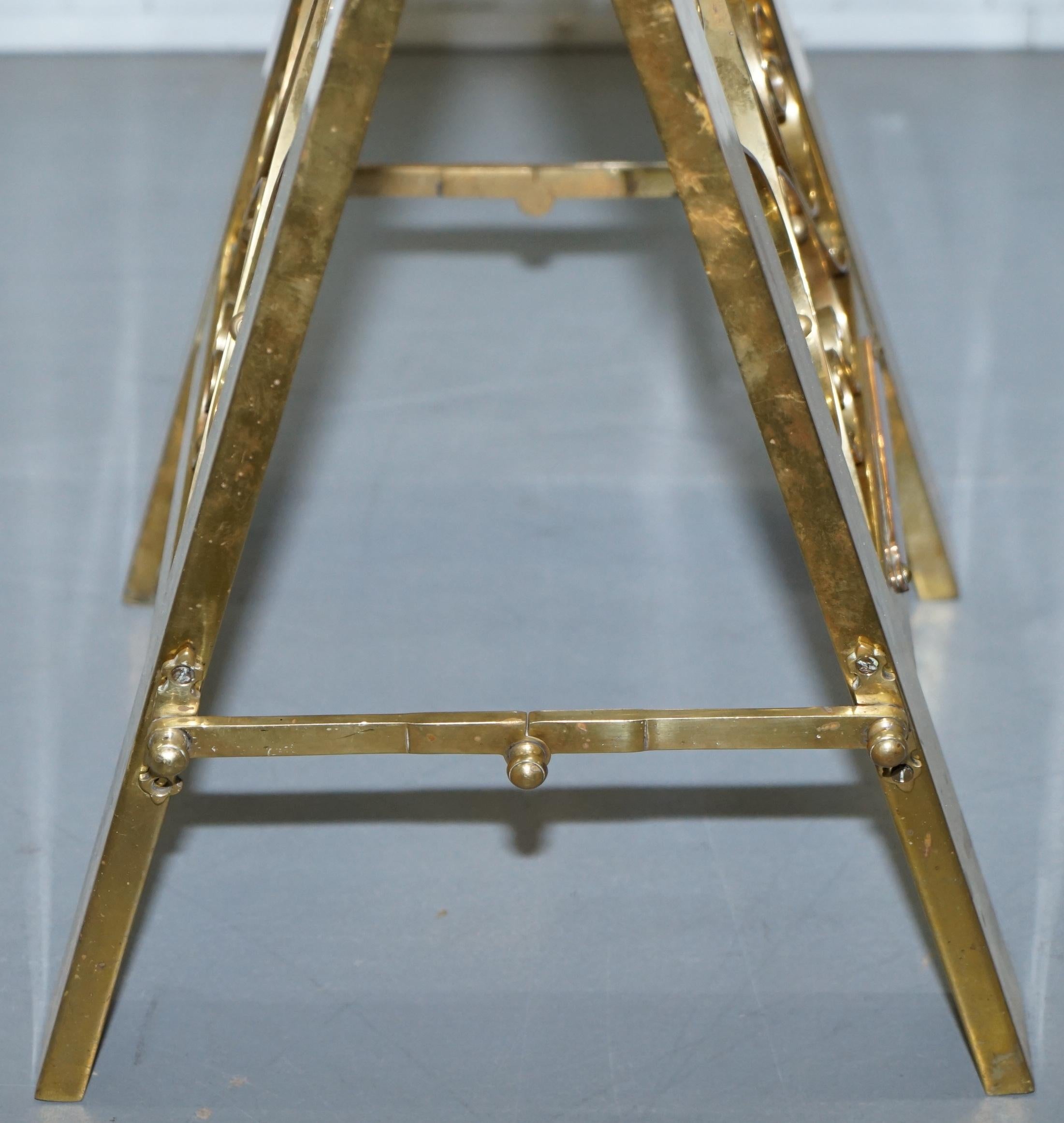 Mid-19th Century Pair of Very Rare Original Victorian Folding Brass Coffin Trestle Bases Table