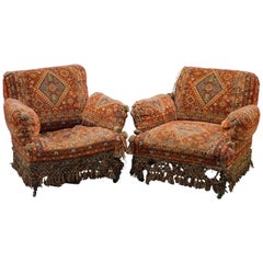 Antique Pair of Very Rare Regency circa 1810-1820 Turkey Work Armchairs 