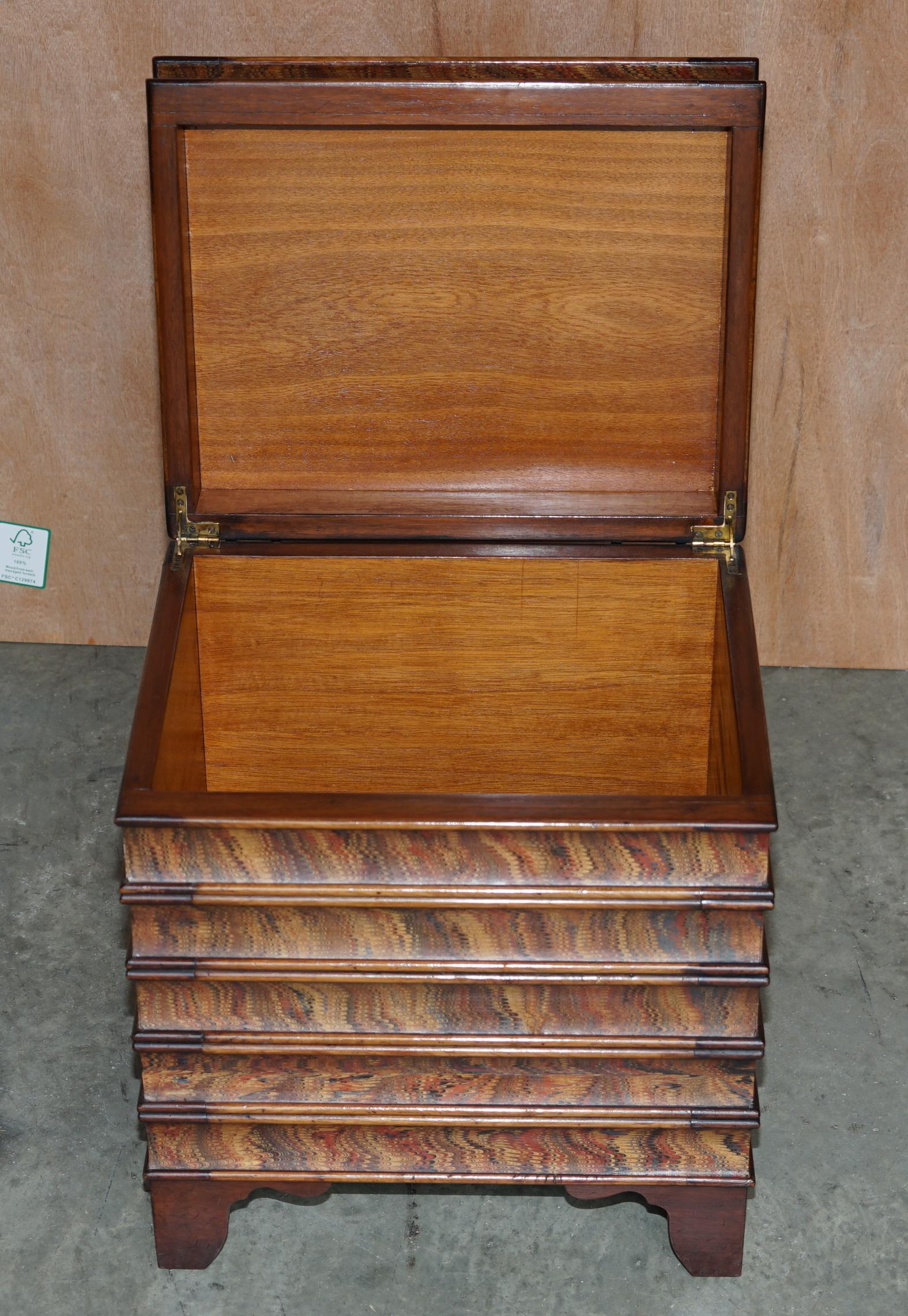Pair of Very Rare Vintage Hardwood Stacking Books Side Tables Internal Storage For Sale 12