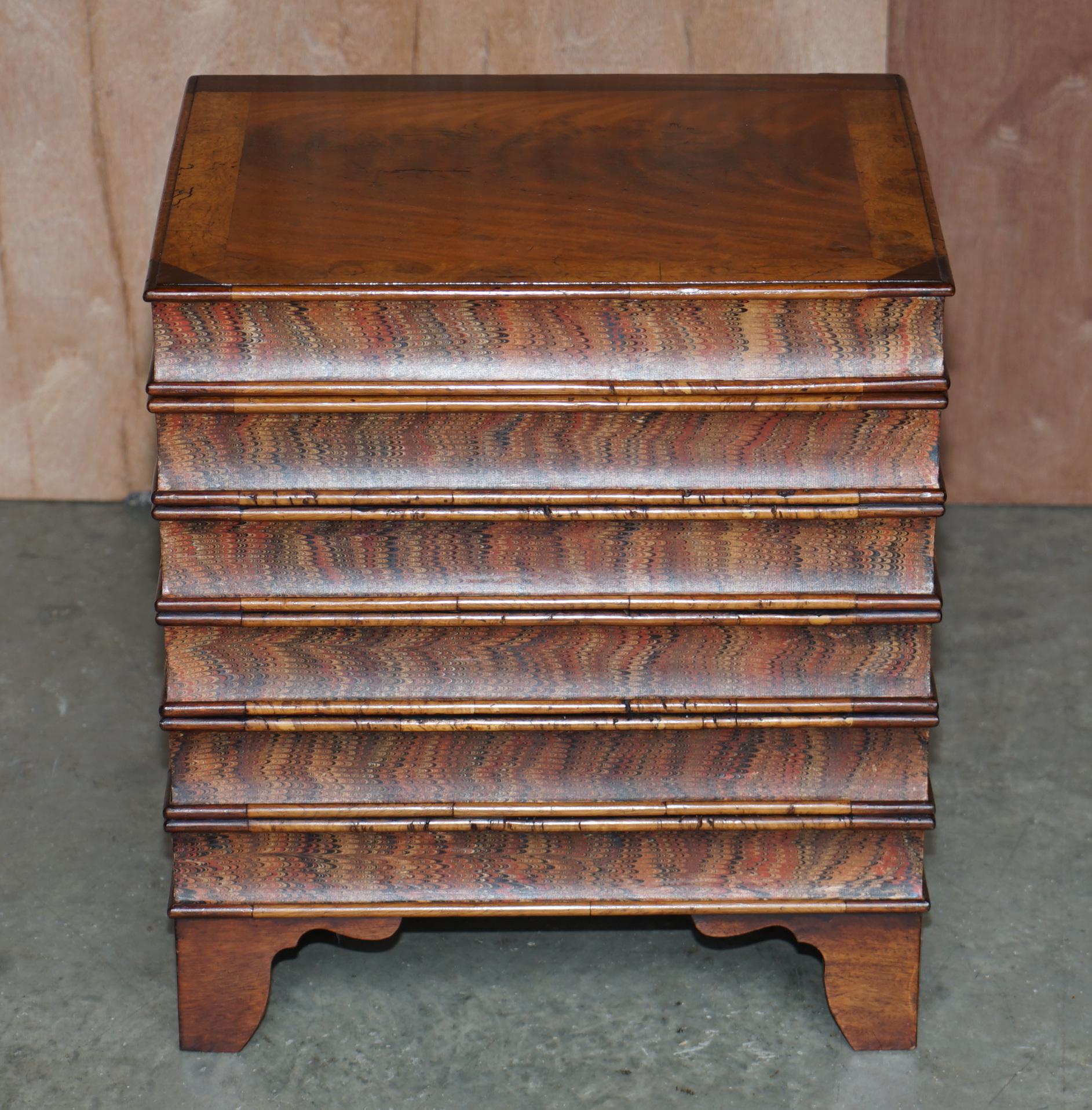 Victorian Pair of Very Rare Vintage Hardwood Stacking Books Side Tables Internal Storage For Sale