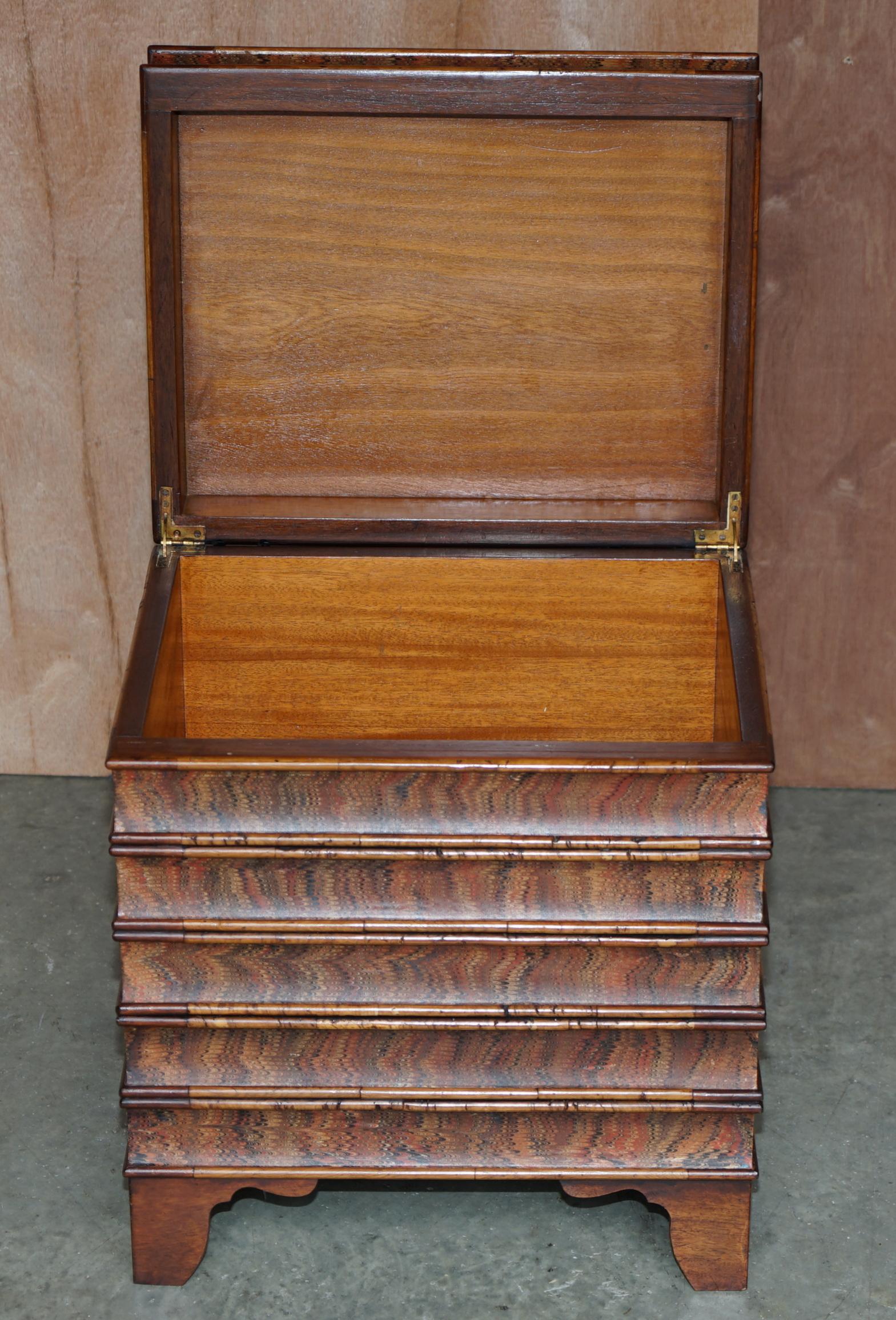20th Century Pair of Very Rare Vintage Hardwood Stacking Books Side Tables Internal Storage For Sale