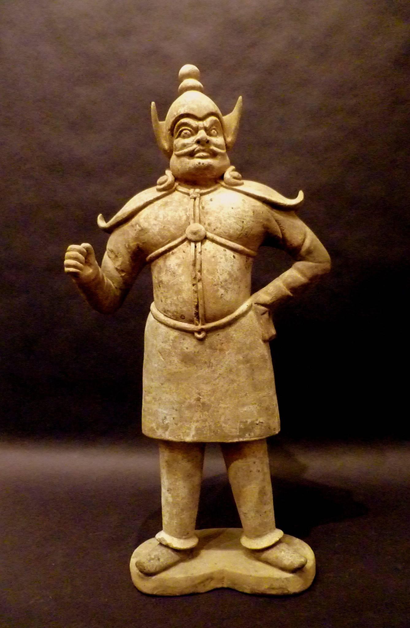 Pareja de estatuas de guardianes de cerámica de la dinastía Tang, muy refinadas, Oxford TL Tested Terracota en venta
