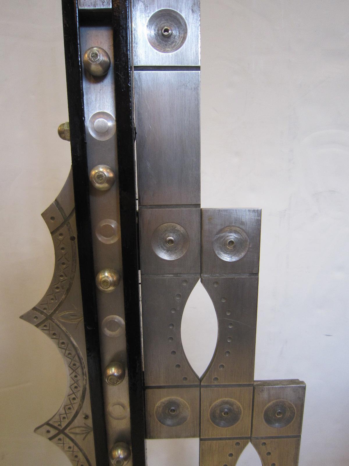 Pair of Very Tall Art Deco Revival Andirons, Handcrafted in Iron and Steel For Sale 1