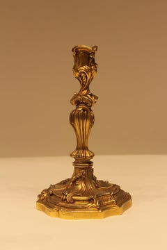 Pair of very Unsual 18th Century French Bronze Candlesticks