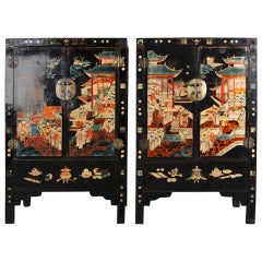 Pair of Very Unusual and Rare 18th Century Chinese Qing Dynasty Cabinets