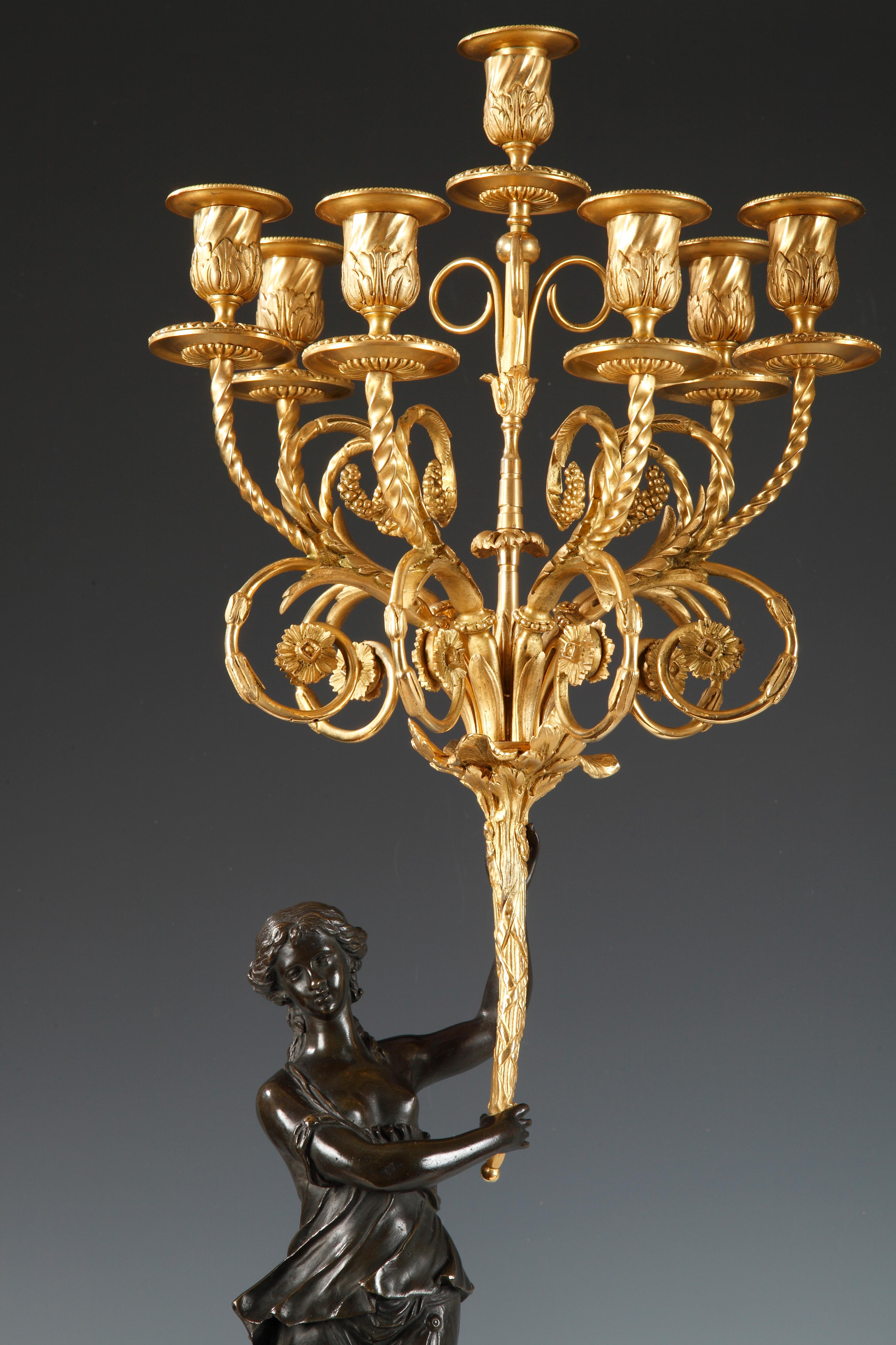 French Pair of Vestals Candelabras after E-M Falconet
