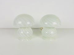 Pair of Vetri d‘Arte Murano Glass Mushroom Table Lamps, Italy, 1970s
