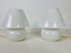 Pair of Vetri D‘Arte Murano Glass Mushroom Table Lamps, Italy, 1970s