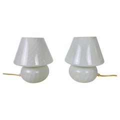 Pair of Vetri D‘Arte Murano Glass Mushroom Table Lamps, Italy, 1970s