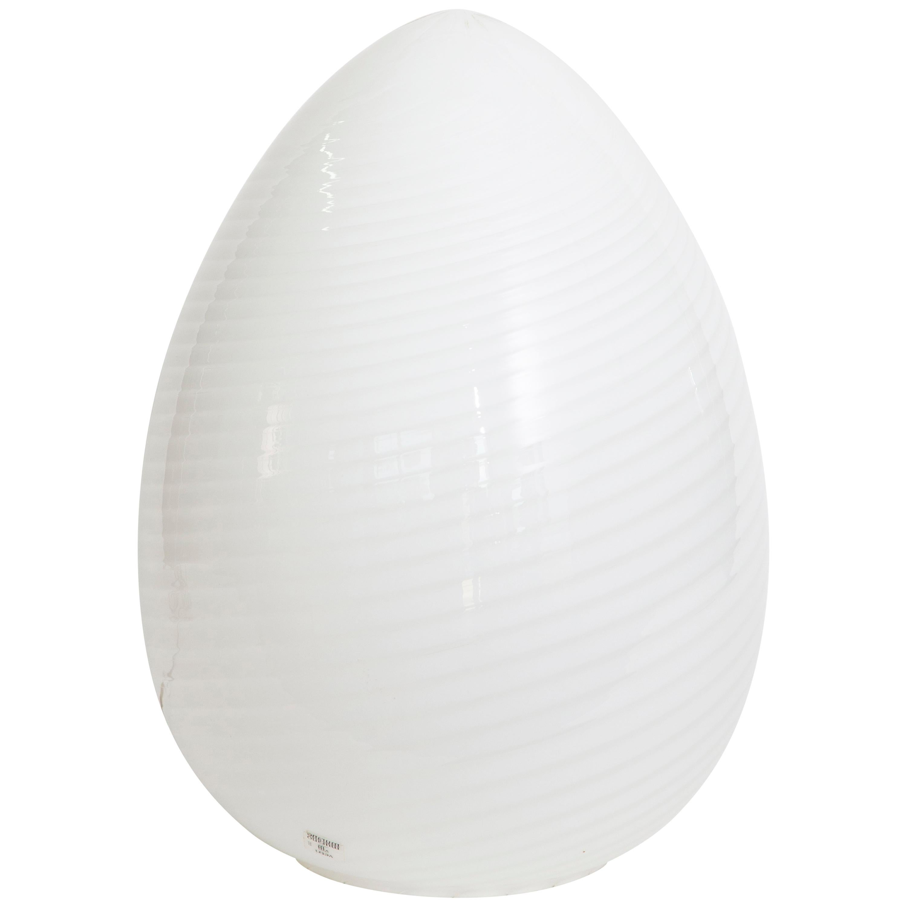Pair of Vetri Murano Egg Lamps in White, Murano, Italy, 1965