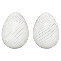 Pair of Vetri Murano Glass Egg Lamps