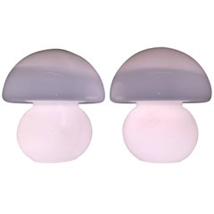 Pair of Vetri Murano Glass Mushroom Table Lamps, 1960s