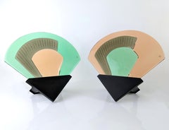 Pair Postmodern Vetri Murano Fan Sconces, Memphis Style, Italy, 1980s