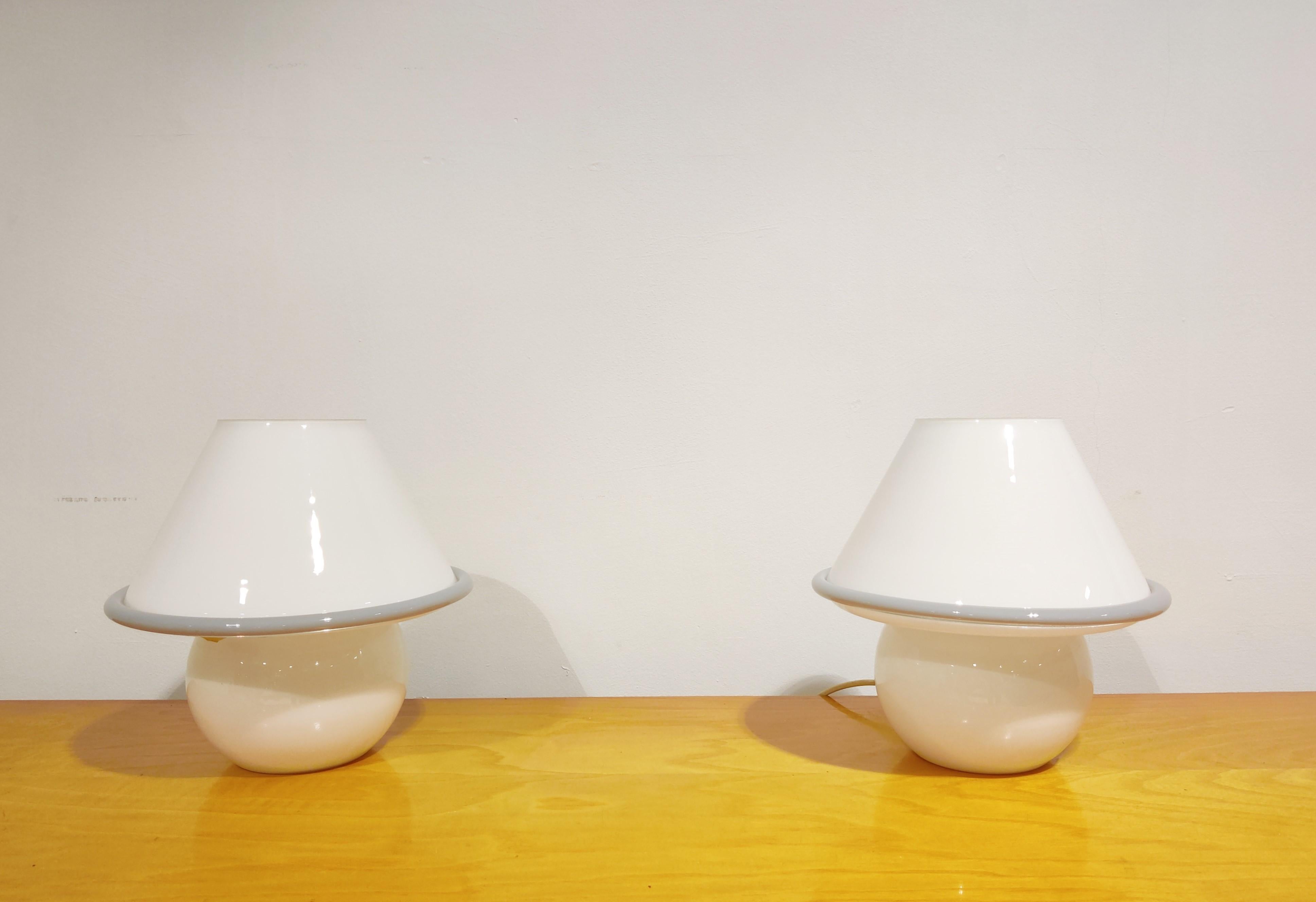 Late 20th Century Pair of Vetri Murano Mushroom Lamps, 1970s